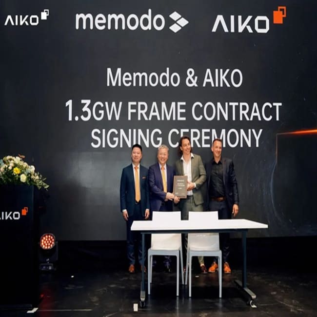 中国のメーカーAiko SolarがMemodoと1.3GWの供給契約を締結